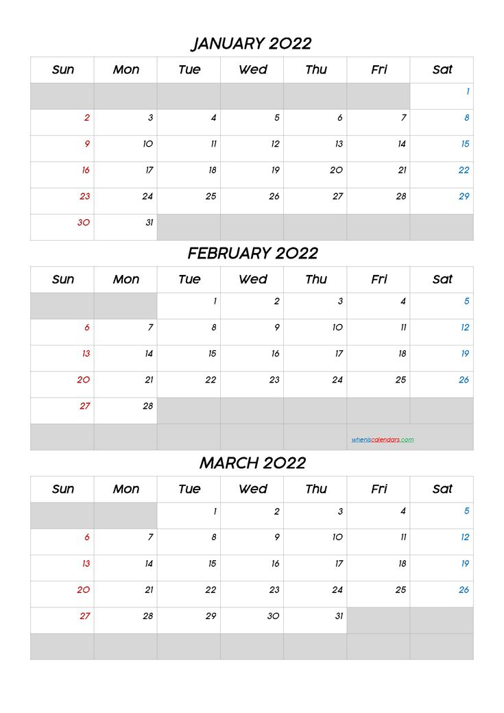 January February March 2022 Calendar Printable Q1 Q2 Q3 Q4 Calendar