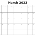 March 2023 Print A Calendar