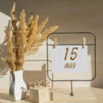 May 15 15th Day Of Month Calendar Date White Vase With Dead Wood