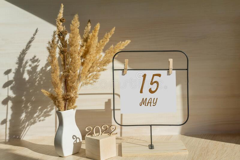 May 15 15th Day Of Month Calendar Date White Vase With Dead Wood 