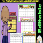 Monthly Calendar Editable Template 2019 2022 School Calendar