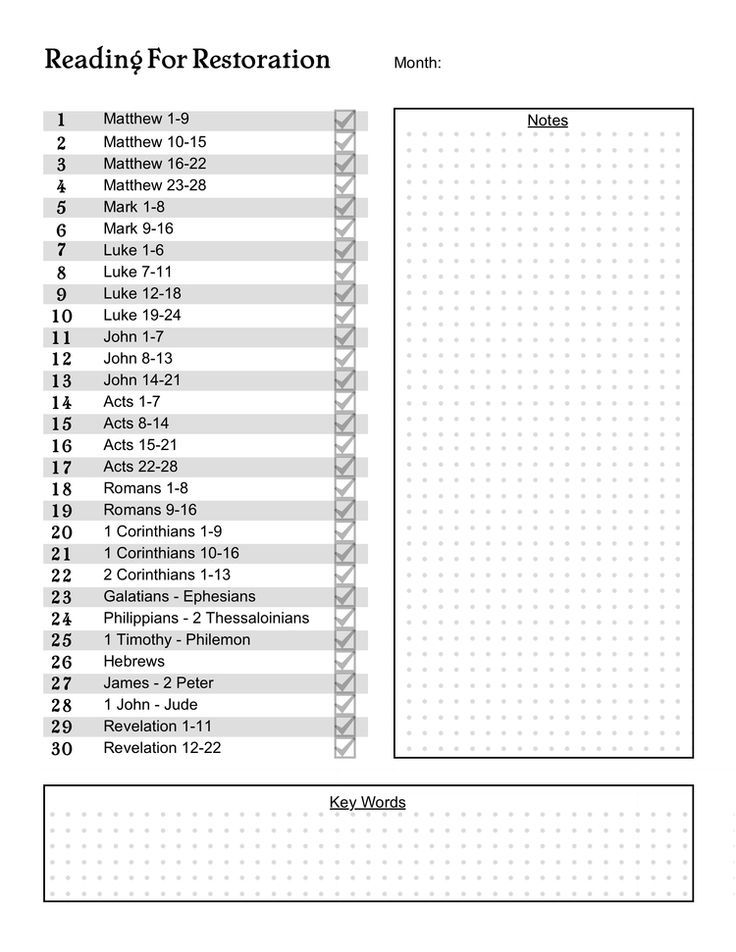 Monthly New Testament Bible Reading Plan For 2014 Free Printable PDF 