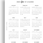 NEW PRINTABLE 2022 Year At Glance Important Dates 2022 Etsy