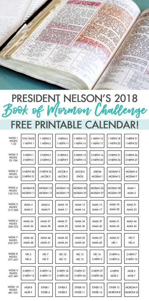 President Nelson s 2018 Book Of Mormon Challenge Reading Chart 