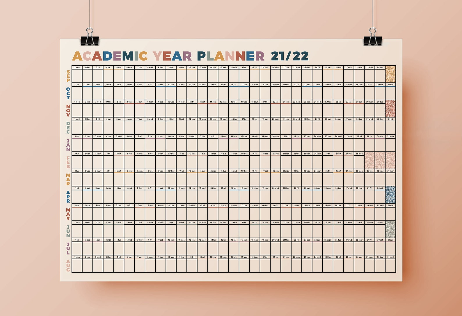 PRINTABLE Academic Year Planner 2021 22 Calendar Instant Etsy