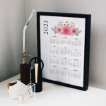 Printable Calendar 2021 2023 Watercolor Flower Yearly Calendar Etsy