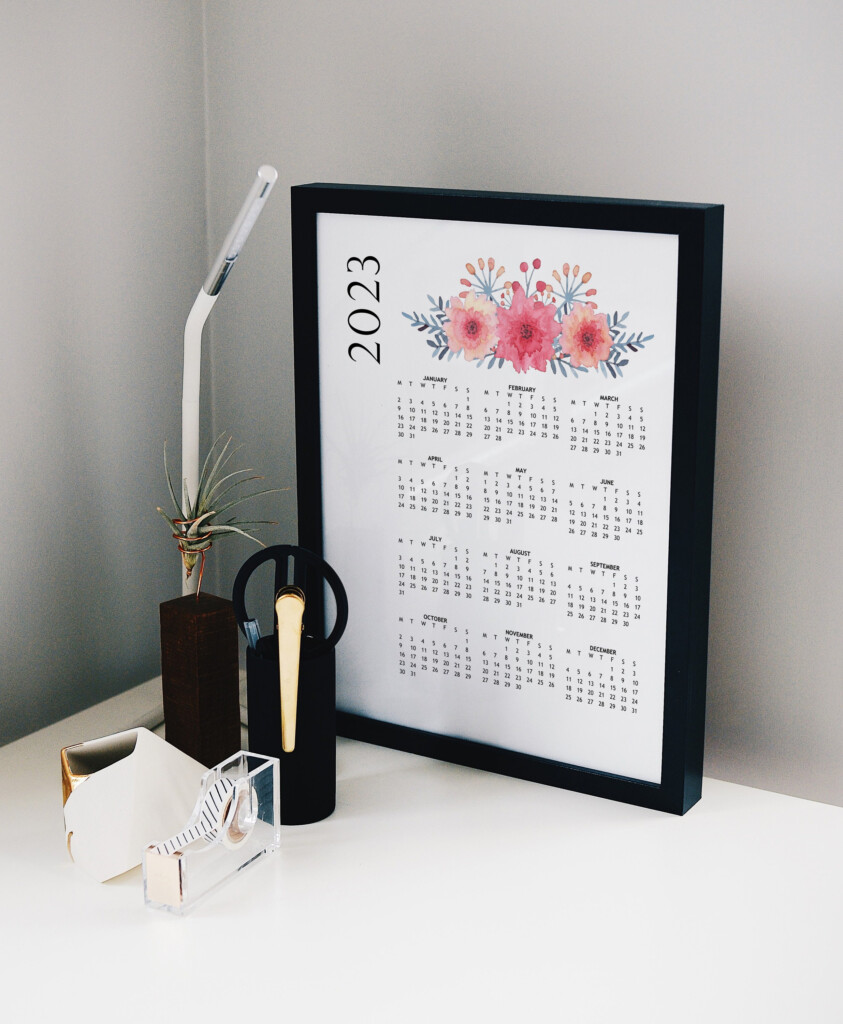 Printable Calendar 2021 2023 Watercolor Flower Yearly Calendar Etsy