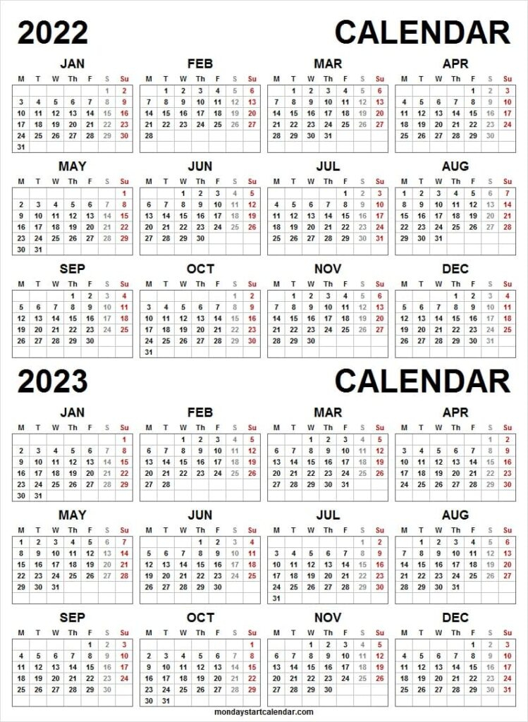 2023 Printable Yearly Calendaer - YearlyCalendars.net