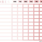 Printable Cute Pink Blank Chore Chart Template For Family Members