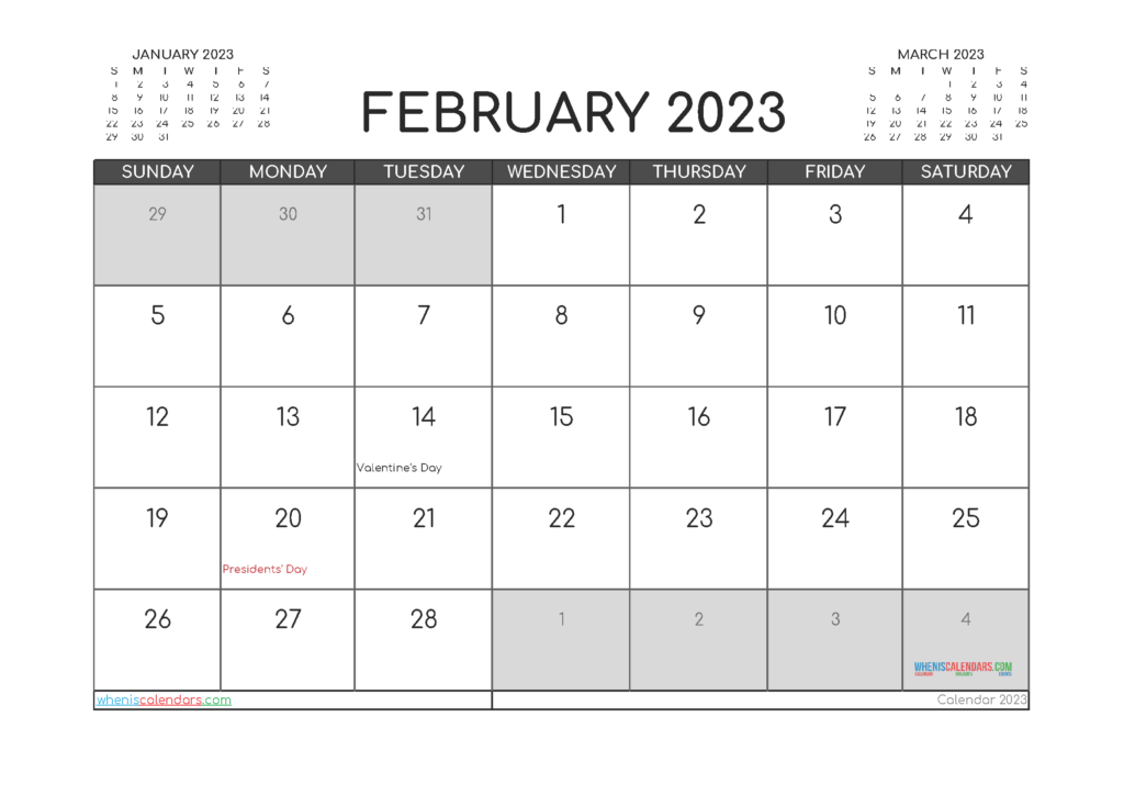 Printable February 2023 Calendar Free 12 Templates