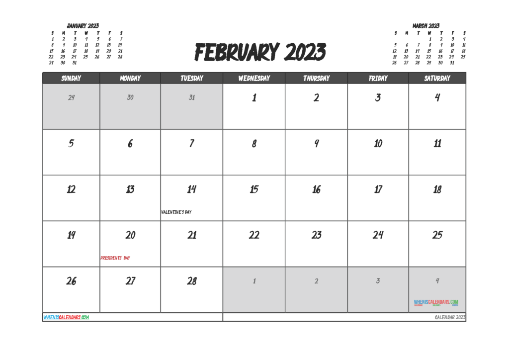 Printable February 2023 Calendar Free 12 Templates