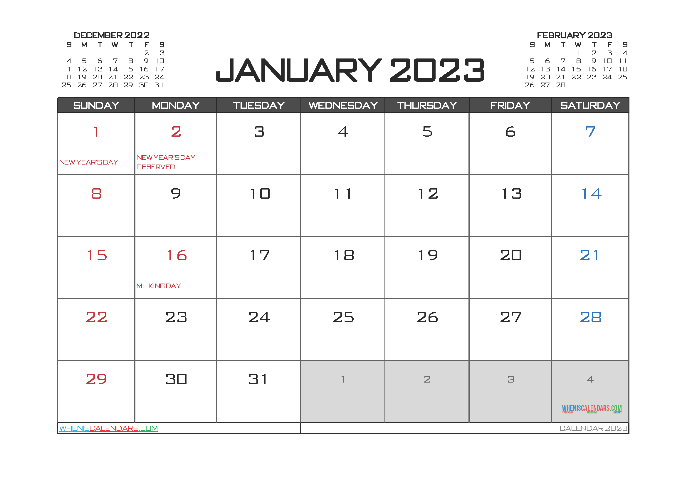 Mini 2023 Yearly Calendar Printable 5591