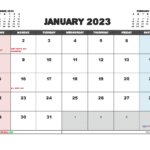 Printable January 2023 Calendar Free 12 Templates