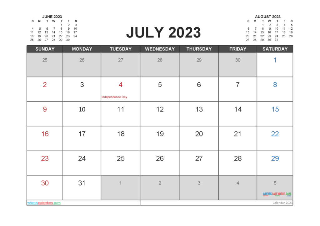 Printable July 2023 Calendar Free 12 Templates