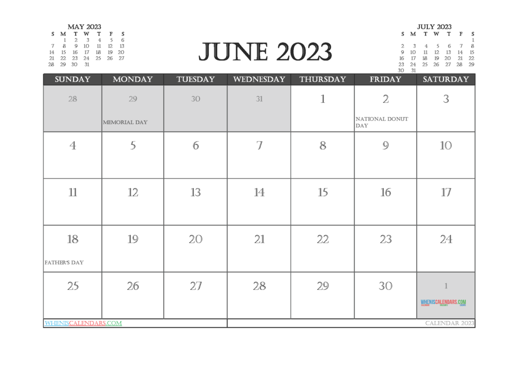 Printable June 2023 Calendar Free 12 Templates