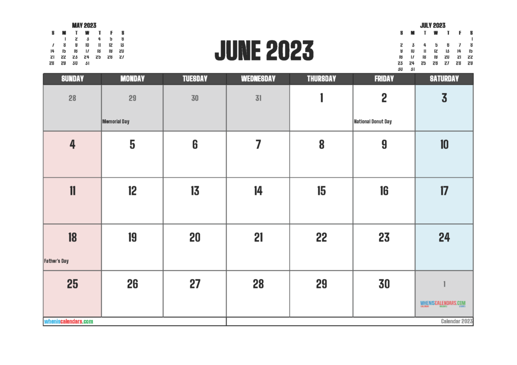 Printable June 2023 Calendar Free 12 Templates