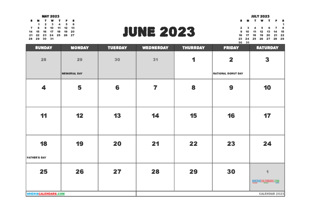 Printable June 2023 Calendar Free 12 Templates