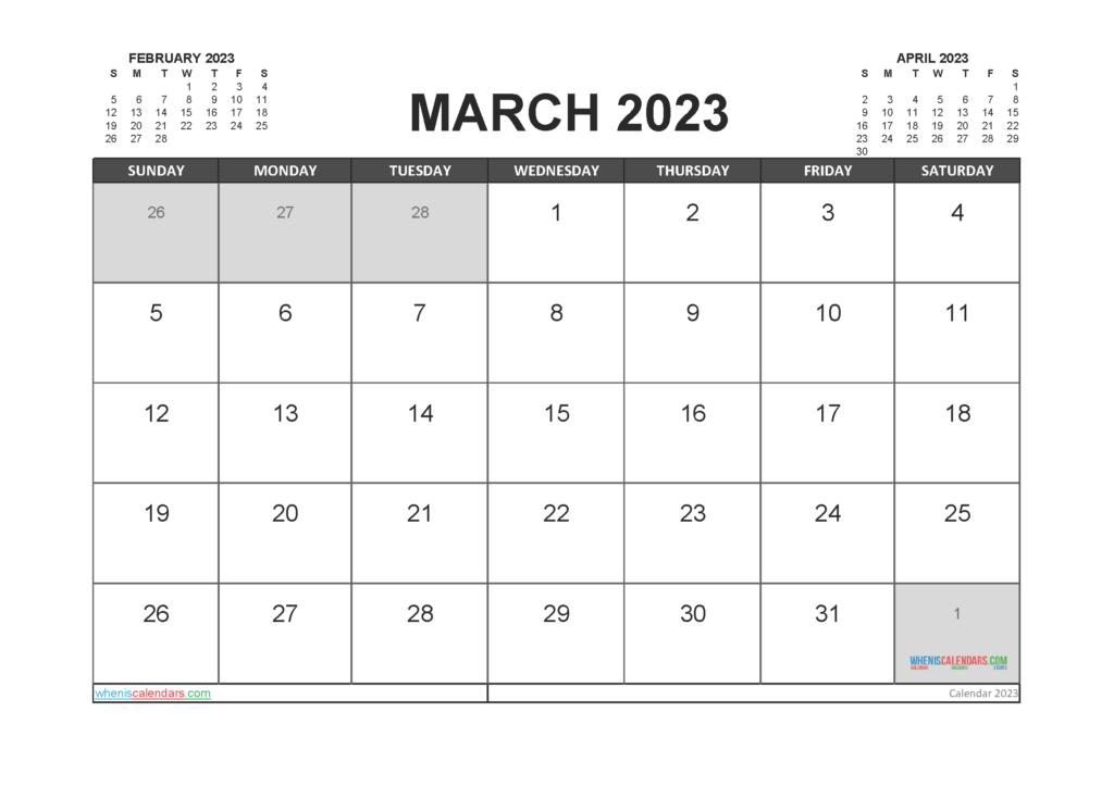 Printable March 2023 Calendar Free 12 Templates