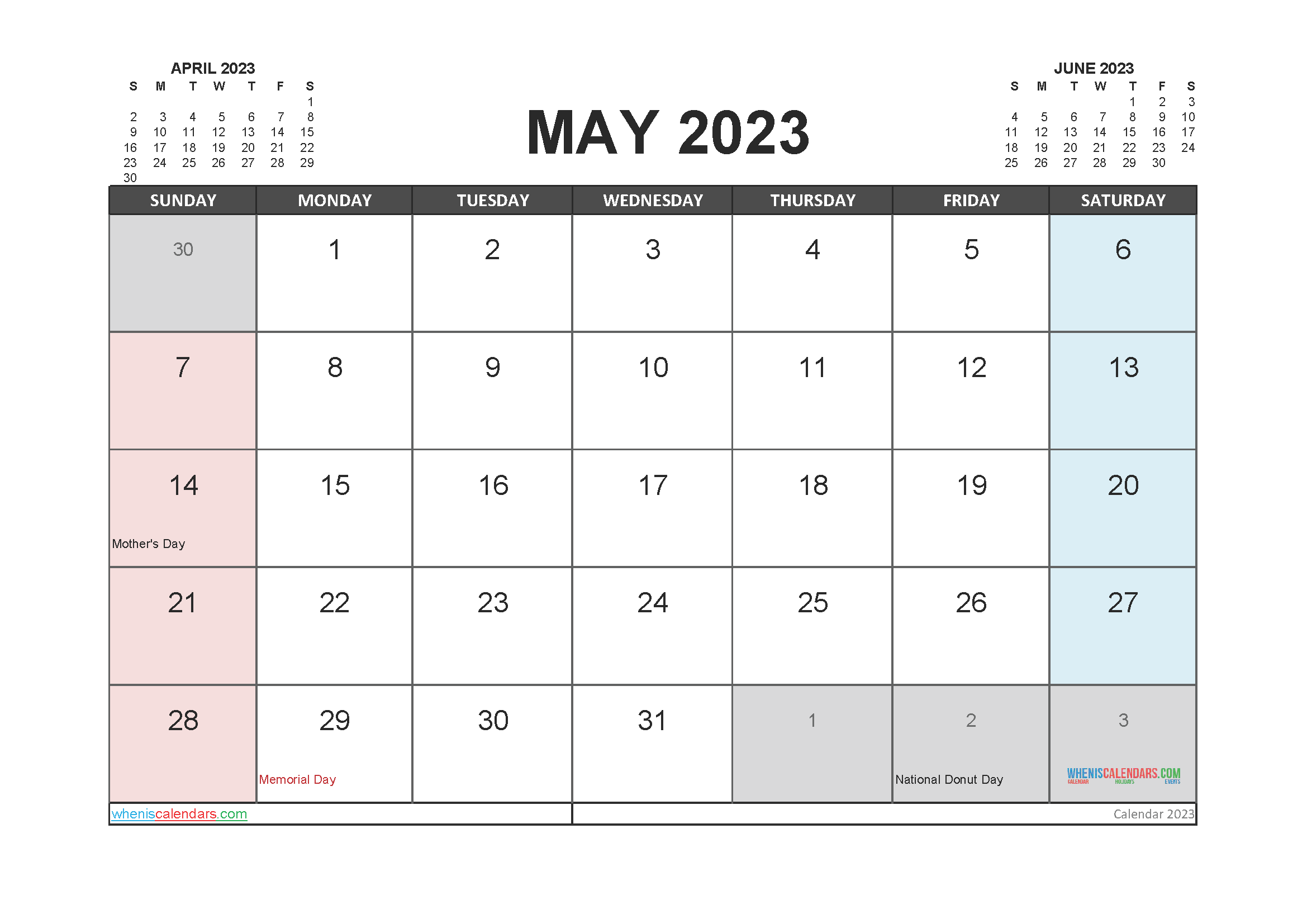 Printable May 2023 Calendar Free 12 Templates