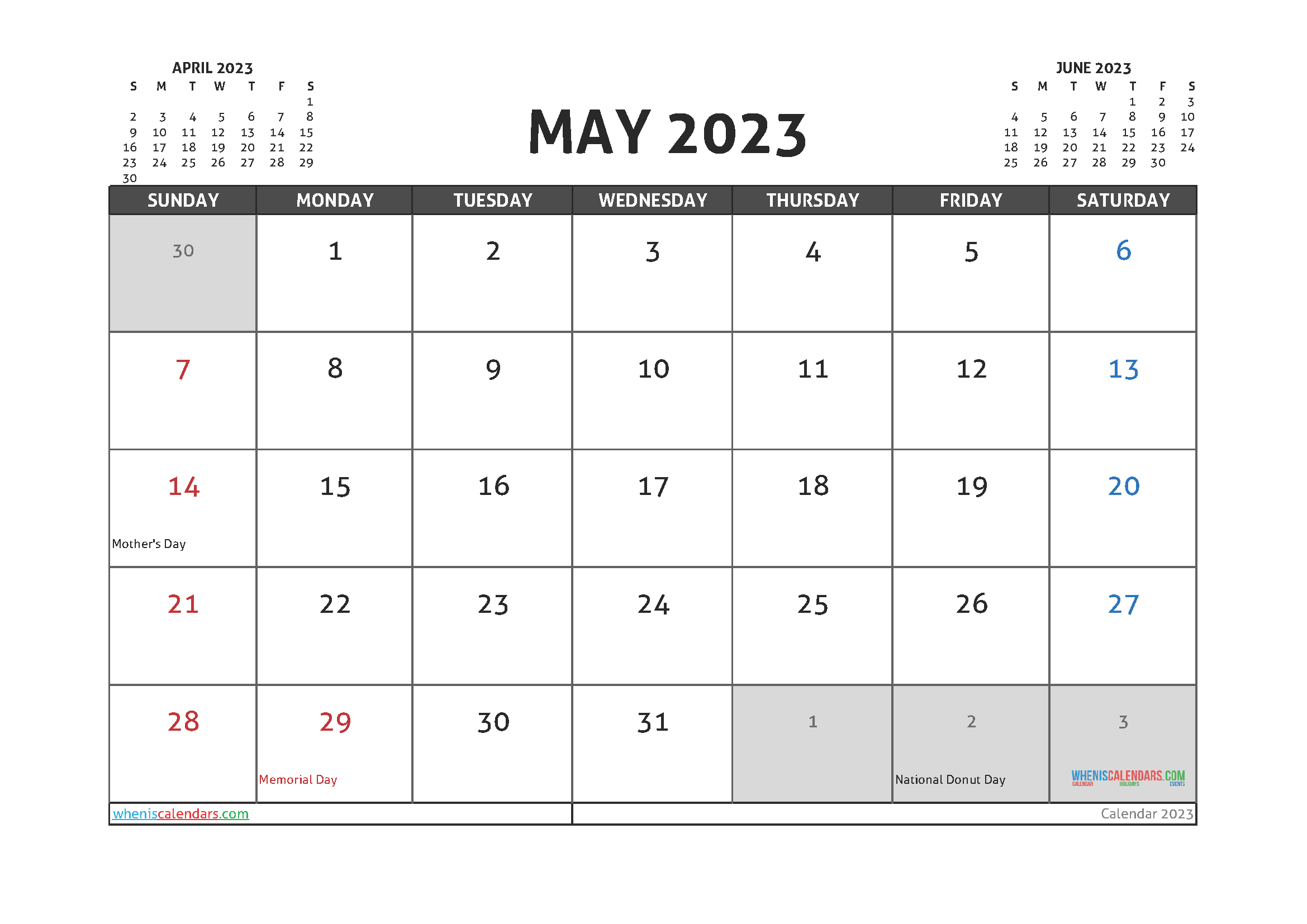 Printable may 2023 calendar free 12 templates yearlycalendars