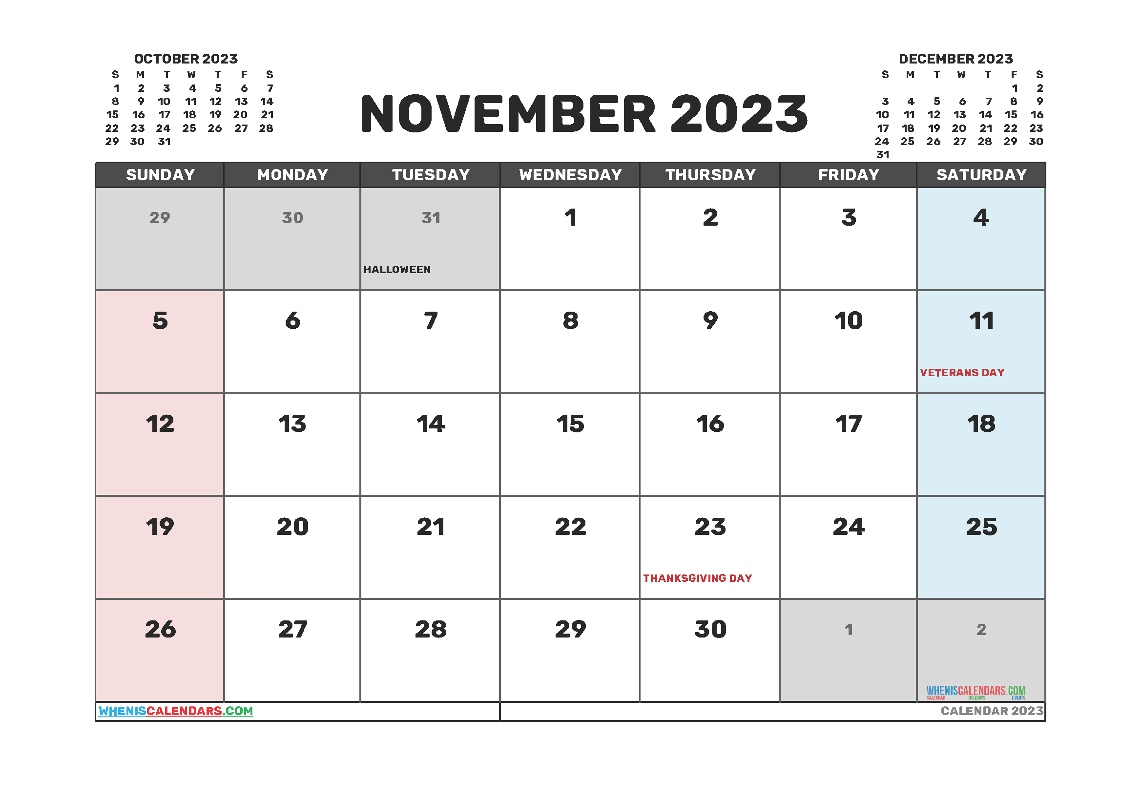 2023 Yearly Monthly Calendar