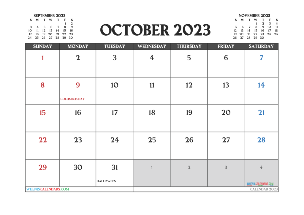 Printable October 2023 Calendar Free 12 Templates