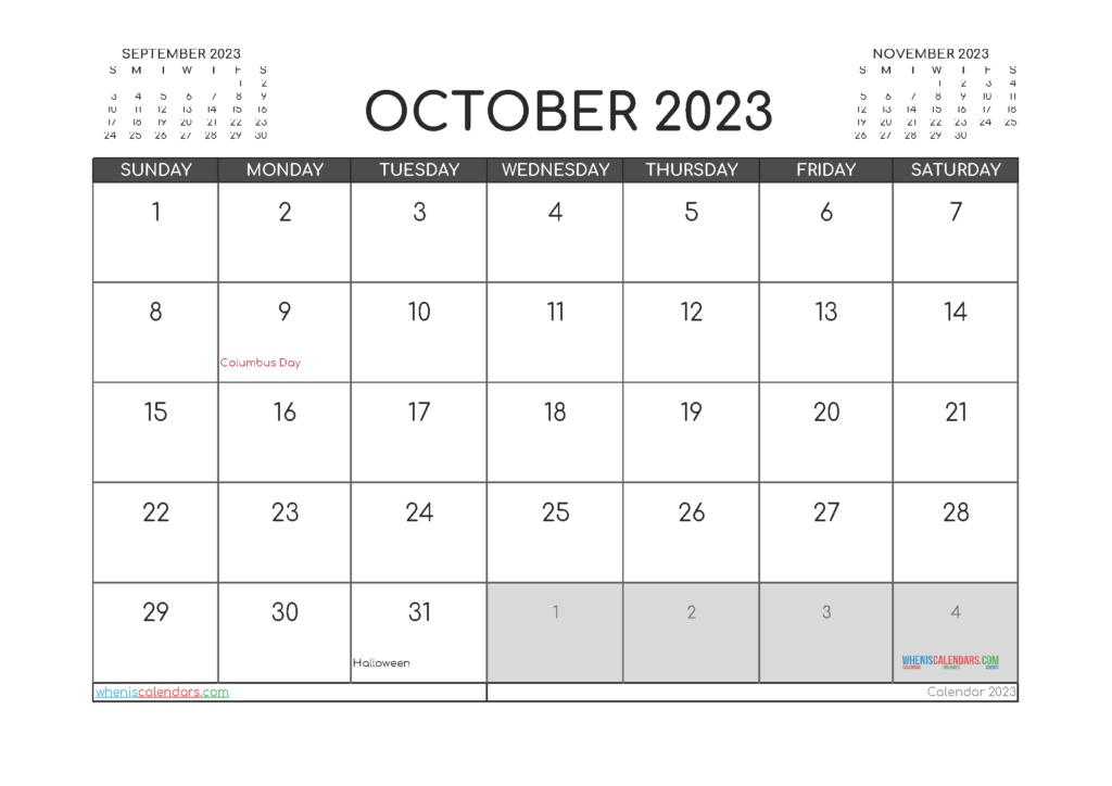 Printable October 2023 Calendar Free 12 Templates