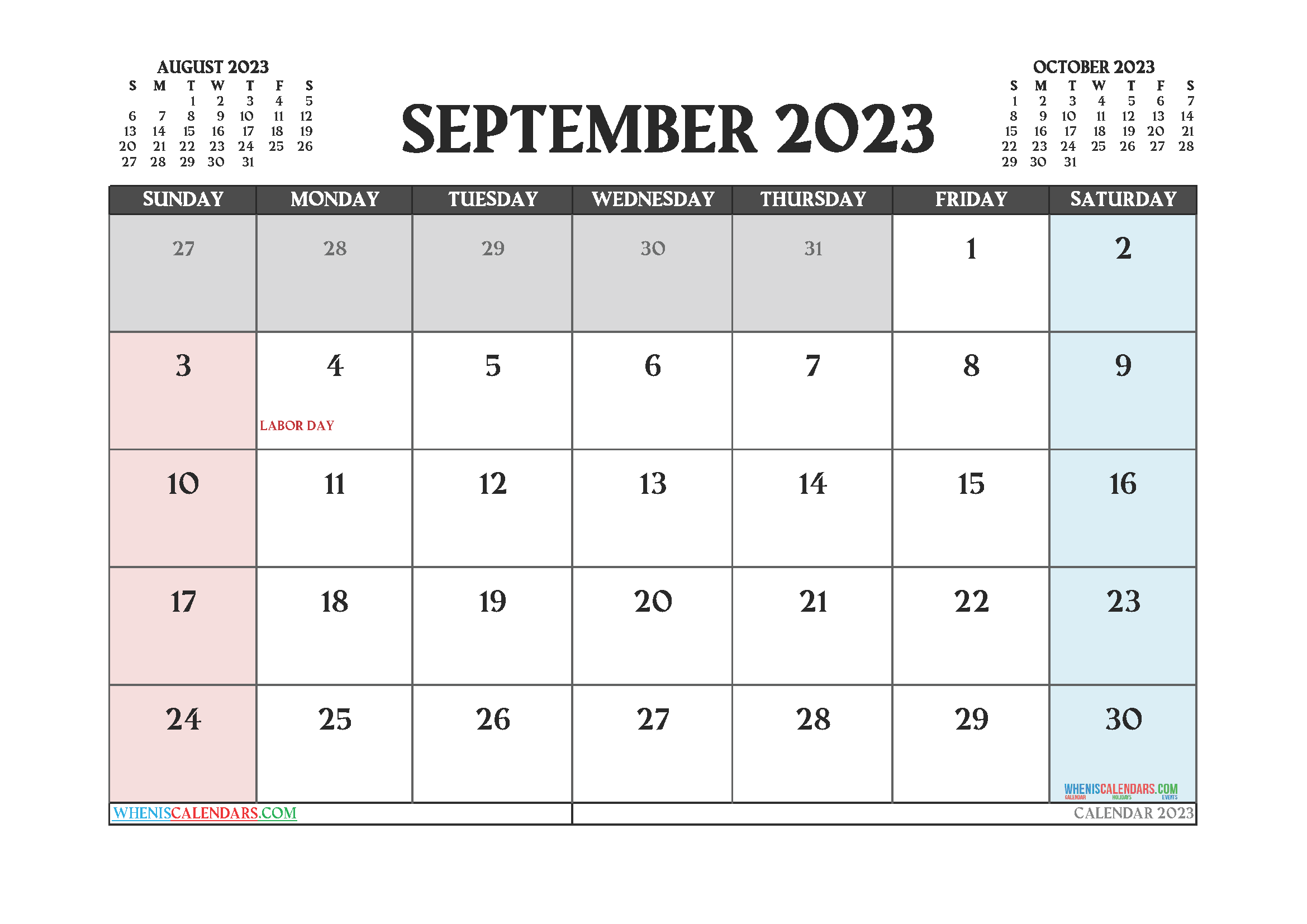 Printable September 2023 Calendar Free 12 Templates