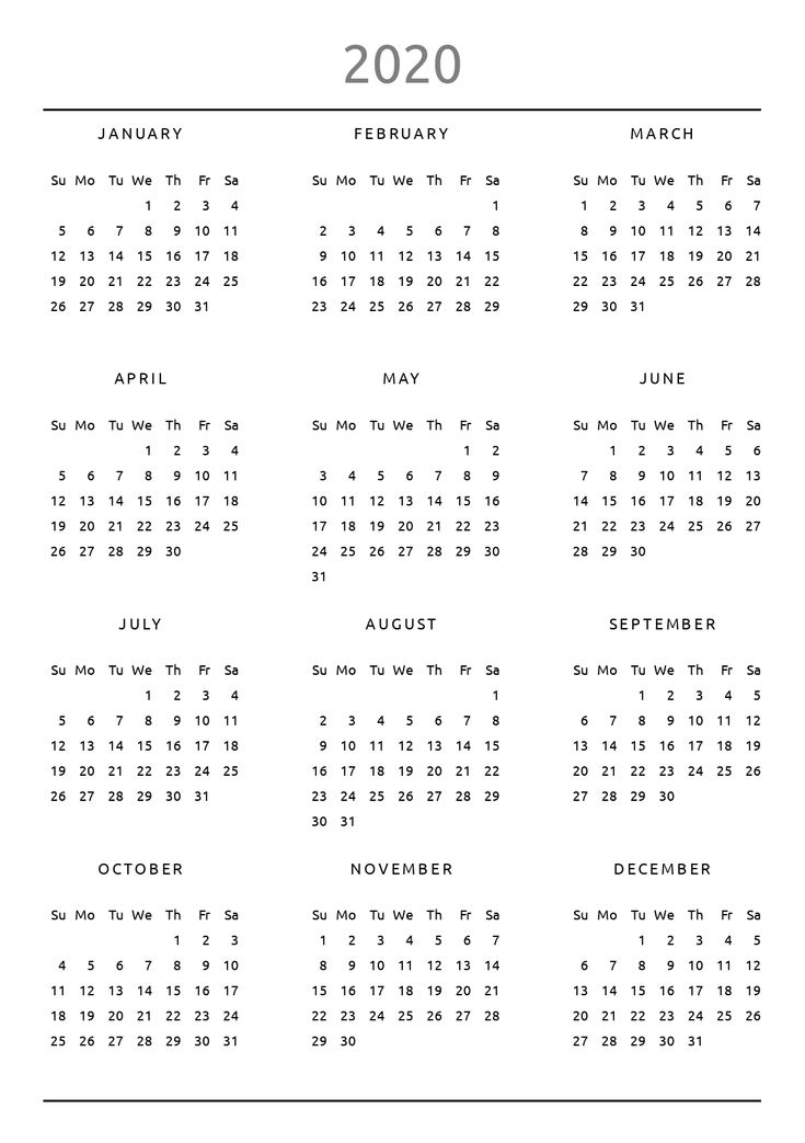 Printable Yearly Calendar Original Style PDF Download Printable