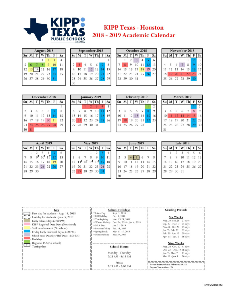 School Calendar Kipp Houston Public Schools Dowload School Calendar 