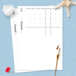 Simple Monthly Calendar Horizontal Template Printable PDF