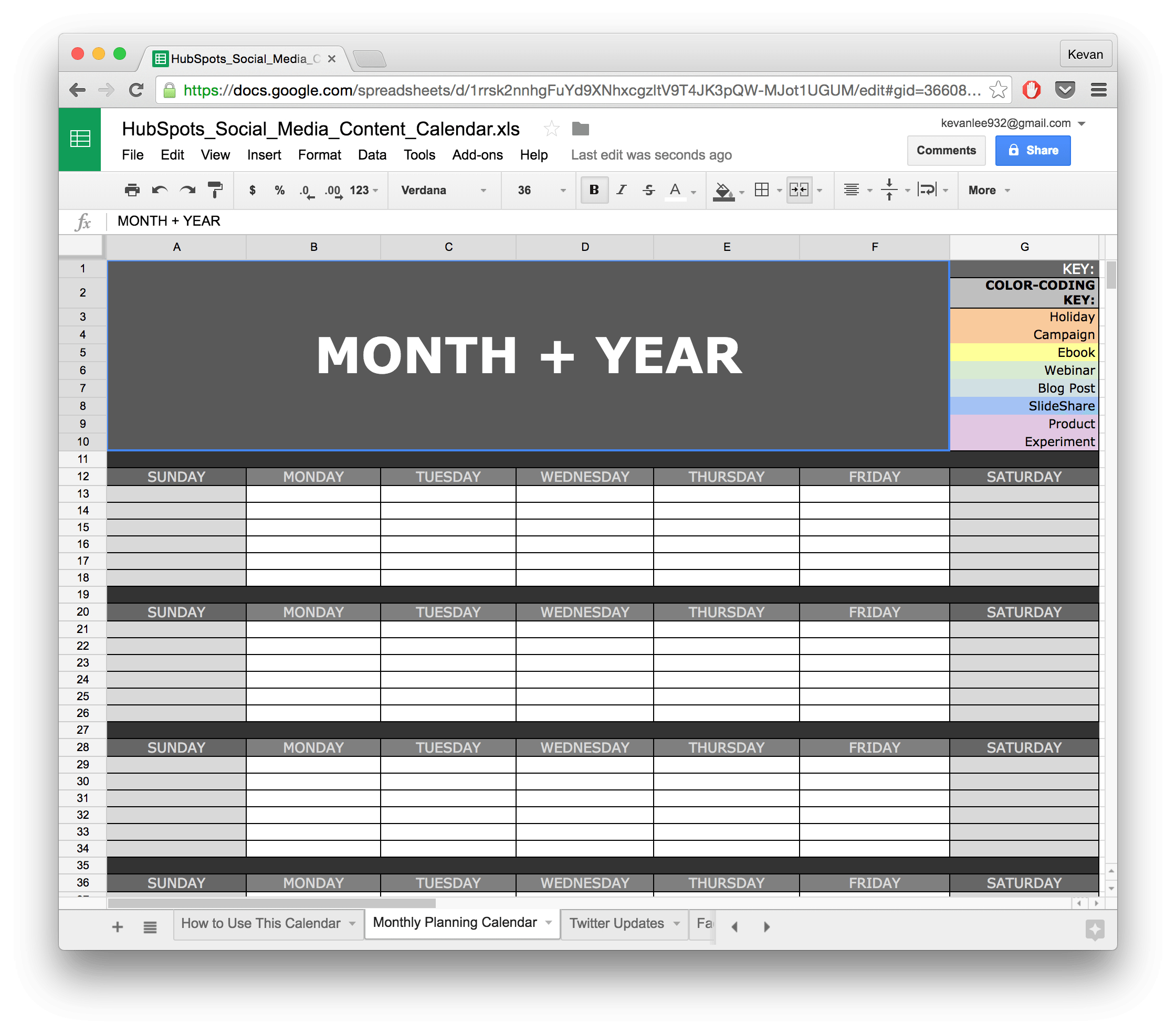 Social Media Calendar Template Google Docs Planner Template Free