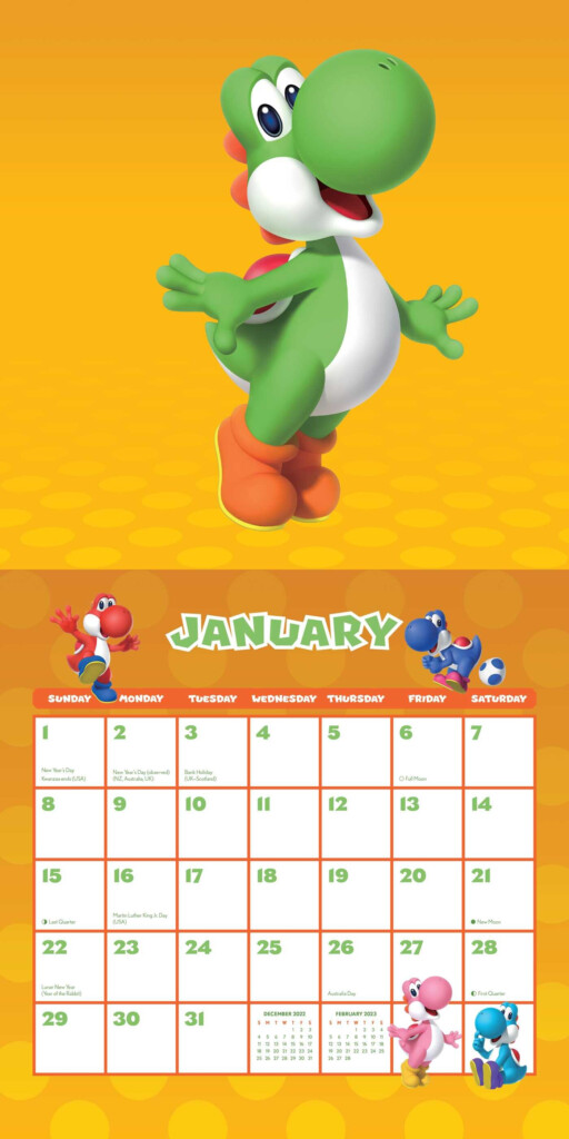 Super Mario 2023 Wall Calendar Book Summary Video Official 