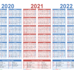 Three Year 2020 To 2022 Calendar Printable Word PDF