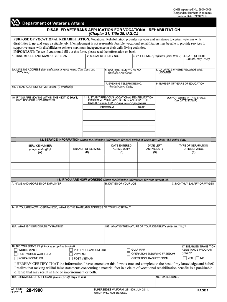 Va Form 28 1900 Fill Out And Sign Printable PDF Template SignNow