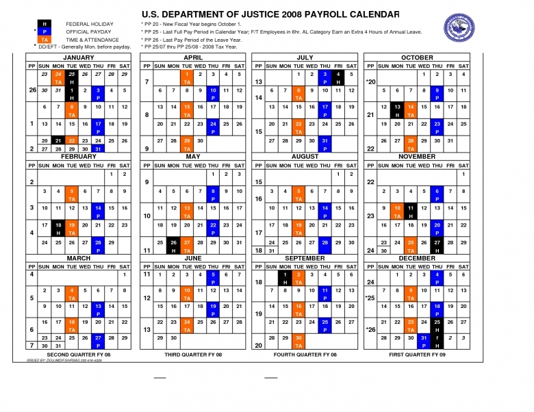 Printable Multiyear Federal Holiday Calendar