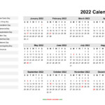 Yearly Calendar 2022 Free Download And Print