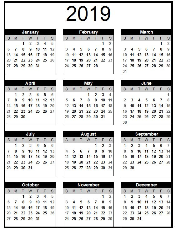 12 Month Calendar Template Printable Yearly Calendar Yearly Calendar 
