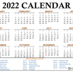 2022 Calendar Blank Printable Calendar Template In Pdf Year 2022