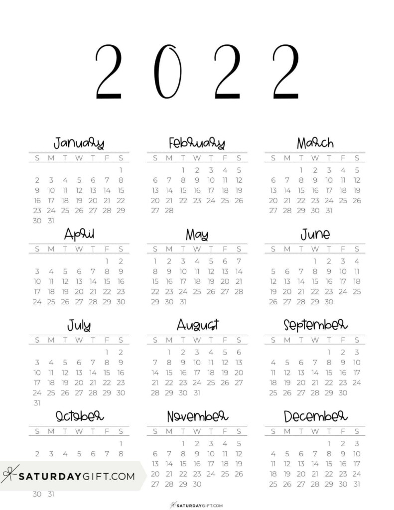 2022 Calendar Printable Cute Free 2022 Yearly Calendar Templates 