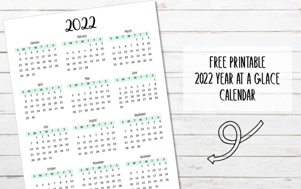 2022 Year At A Glance Free Printable