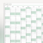 2022 YEARLY WALL CALENDAR Printable Wall Planner 2022 Mint Etsy