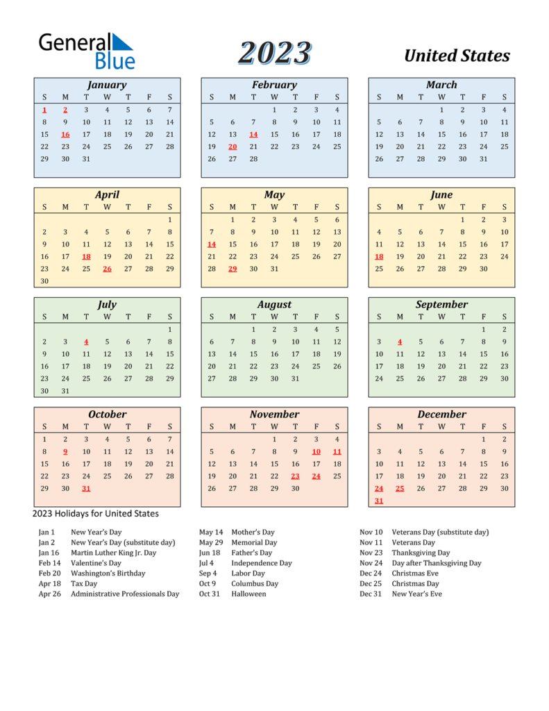 2023 Calendar Federal Holidays March 2023 Calendar