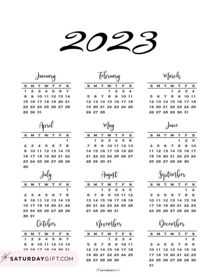 2023 Calendar Printable Cute Free 2023 Yearly Calendar Templates In 