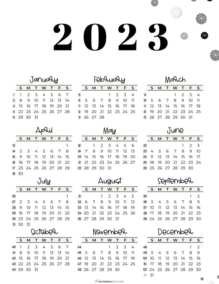 2023 Calendar Printable Cute Free 2023 Yearly Calendar Templates In