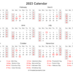 2023 Calendar Printable With Federal Holidays Get Latest 2023 News Update