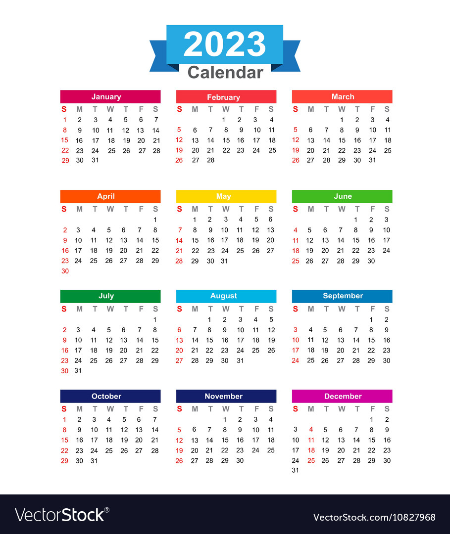 2023 Calendar Vector 2023 Calender - YearlyCalendars.net