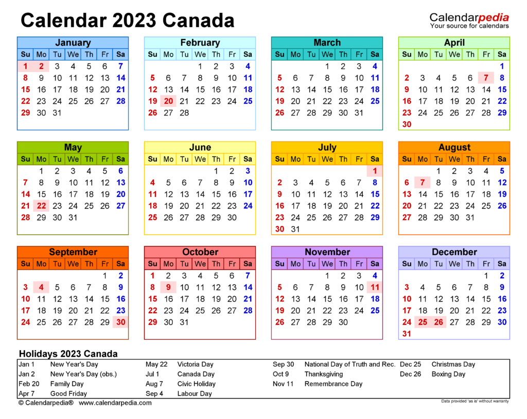 2023 Calendar With Holidays Canada Get Calendar 2023 Update