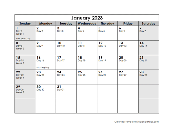 2023 Julian Calendar Free Printable Templates