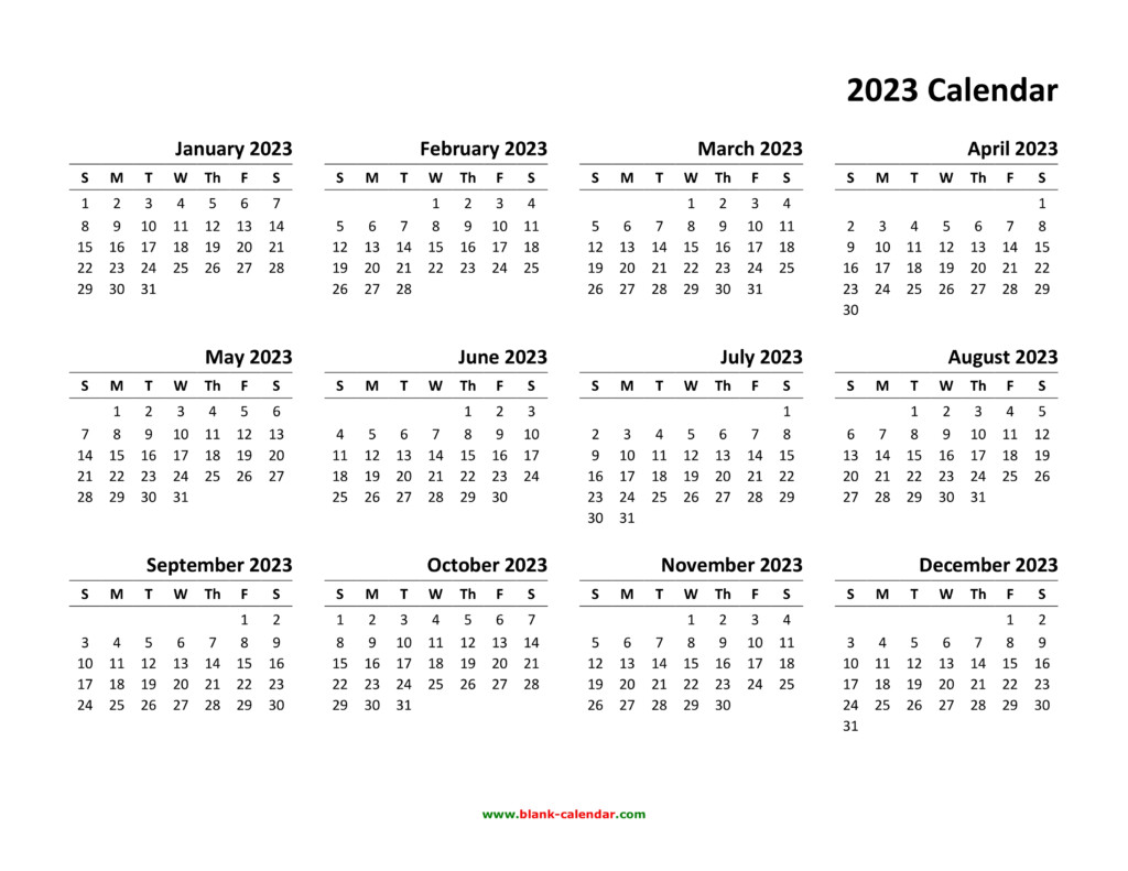 2023 Whole Year Printable Calendar - YearlyCalendars.net